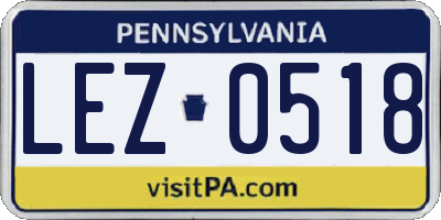 PA license plate LEZ0518