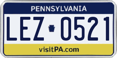 PA license plate LEZ0521