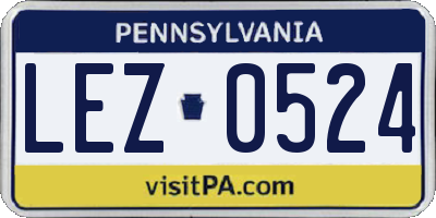 PA license plate LEZ0524