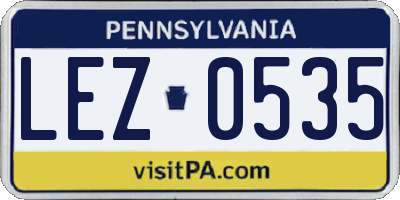 PA license plate LEZ0535