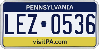 PA license plate LEZ0536
