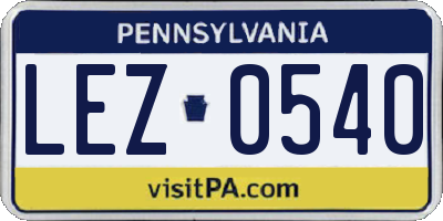 PA license plate LEZ0540