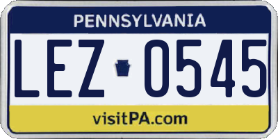 PA license plate LEZ0545