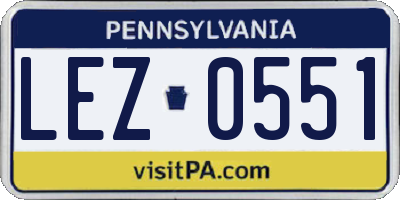 PA license plate LEZ0551