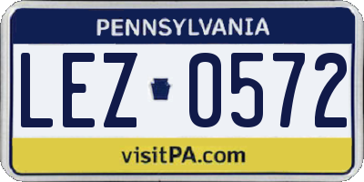 PA license plate LEZ0572