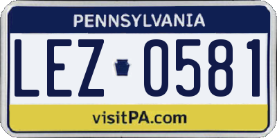 PA license plate LEZ0581