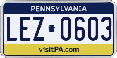 PA license plate LEZ0603
