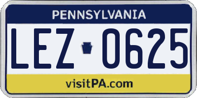 PA license plate LEZ0625