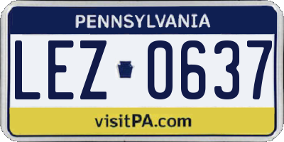 PA license plate LEZ0637