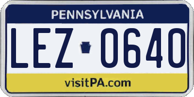 PA license plate LEZ0640