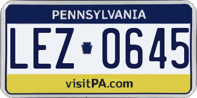 PA license plate LEZ0645