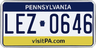 PA license plate LEZ0646