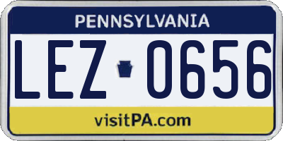 PA license plate LEZ0656