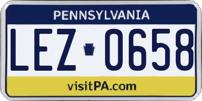 PA license plate LEZ0658