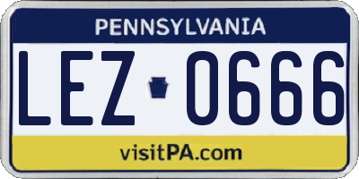 PA license plate LEZ0666