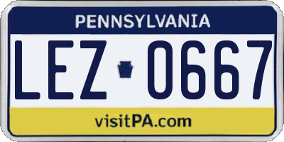 PA license plate LEZ0667