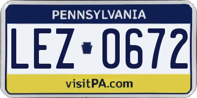 PA license plate LEZ0672