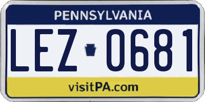 PA license plate LEZ0681