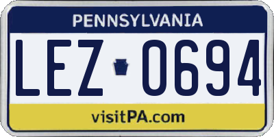 PA license plate LEZ0694