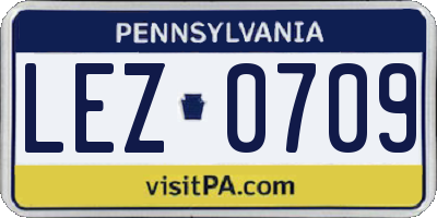 PA license plate LEZ0709