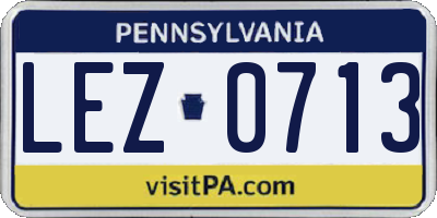 PA license plate LEZ0713