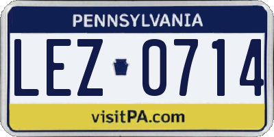 PA license plate LEZ0714