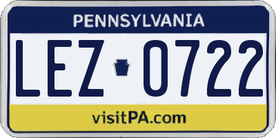 PA license plate LEZ0722