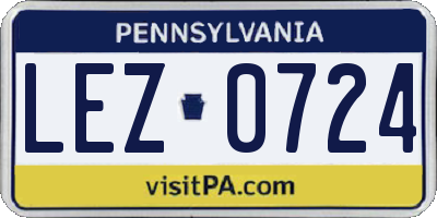 PA license plate LEZ0724