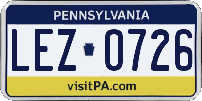 PA license plate LEZ0726