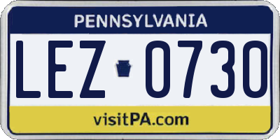 PA license plate LEZ0730