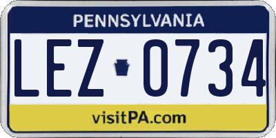 PA license plate LEZ0734