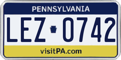 PA license plate LEZ0742
