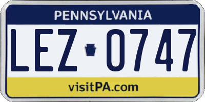 PA license plate LEZ0747