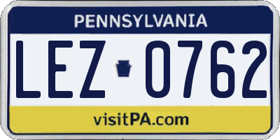 PA license plate LEZ0762