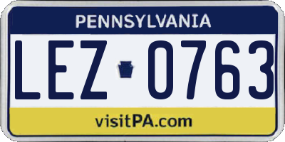 PA license plate LEZ0763