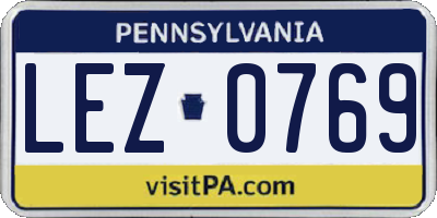 PA license plate LEZ0769