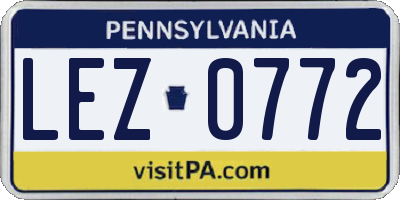 PA license plate LEZ0772
