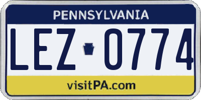 PA license plate LEZ0774