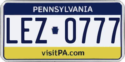 PA license plate LEZ0777
