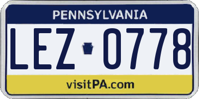 PA license plate LEZ0778