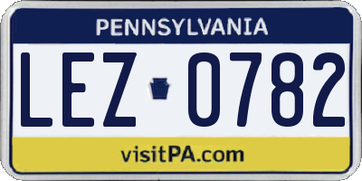 PA license plate LEZ0782