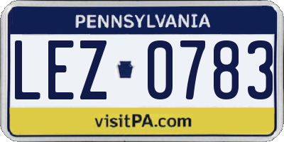 PA license plate LEZ0783