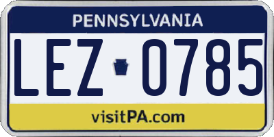 PA license plate LEZ0785