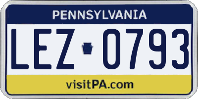 PA license plate LEZ0793