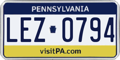 PA license plate LEZ0794