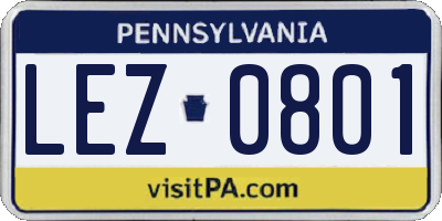 PA license plate LEZ0801