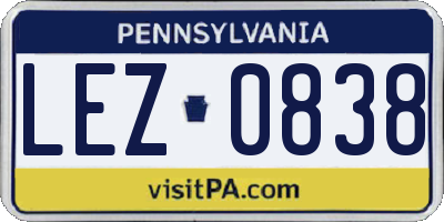 PA license plate LEZ0838