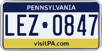 PA license plate LEZ0847