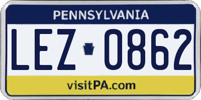 PA license plate LEZ0862
