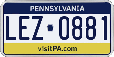 PA license plate LEZ0881